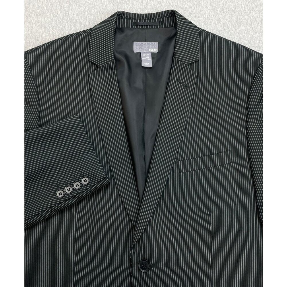 H&M Blazer Men 40R Black Striped 2-Button Single Breasted Lined